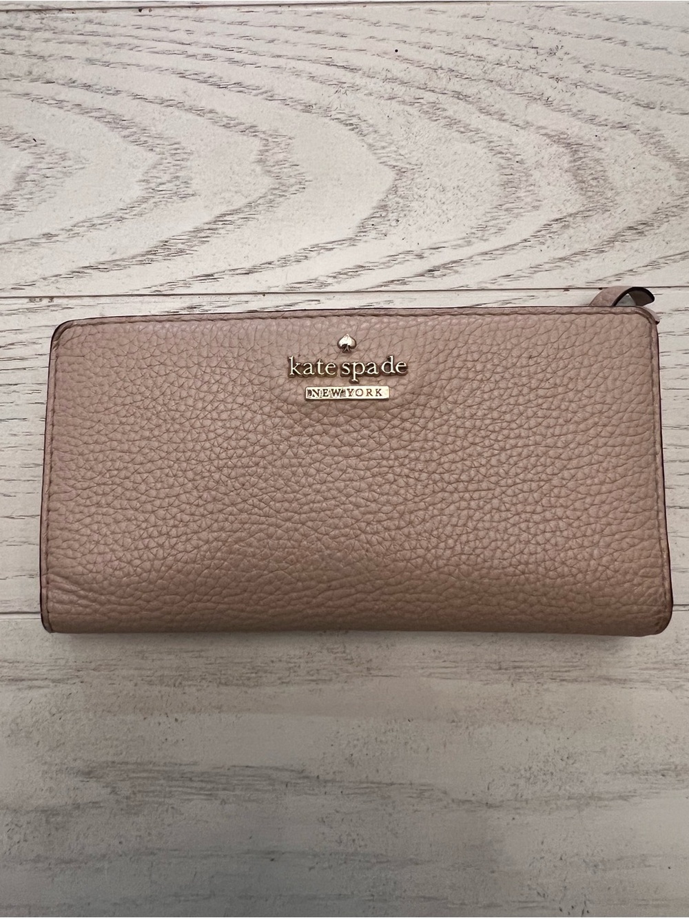 Kate Spade Pebbled Leather Zip-Around Wallet - Mauve Taupe
